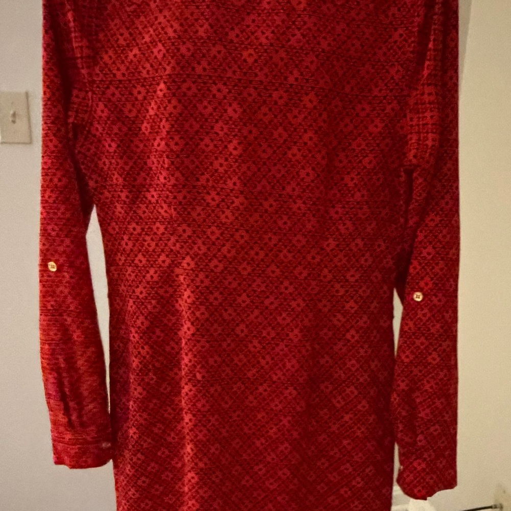The Limited Red Patterned Button-Down Tunic